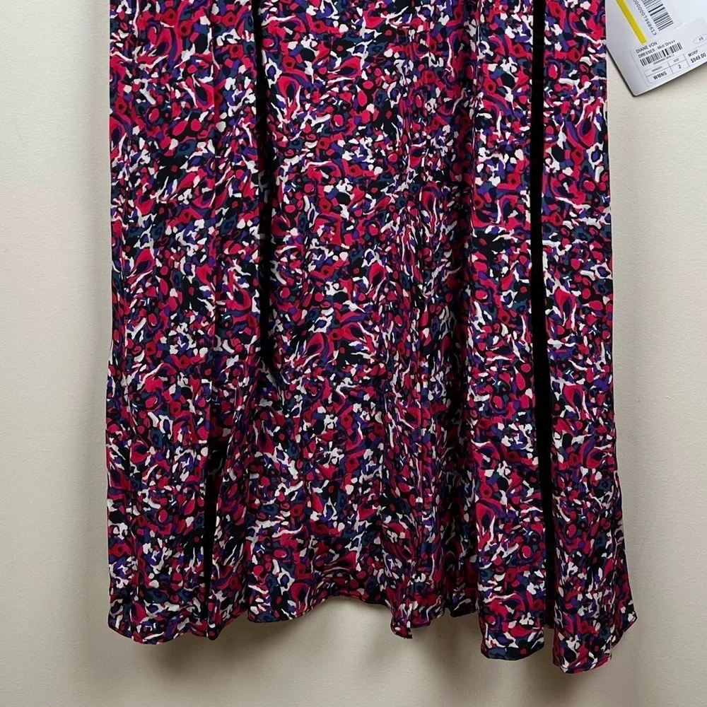 Diane von Furstenberg Bella Wrap Effect Ruffled Silk Crepe de Chine Midi Dress 2 - Picture 6 of 11